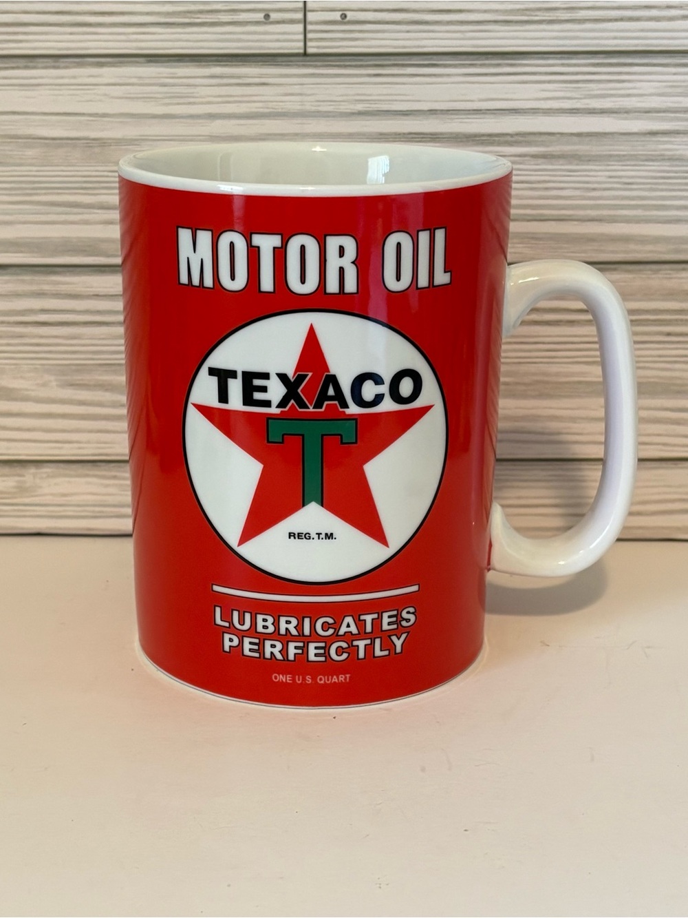 TEXACO MOTOR OIL JUMBO MUG Vintage Style Ceramic Coffee Cup Retro Garage Decor